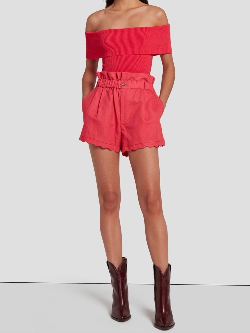 7 For All Mankind Off-the-Shoulder Ribbed Sweater - Picture 9 of 10